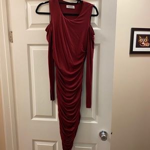 Cut out shoulder body con dress